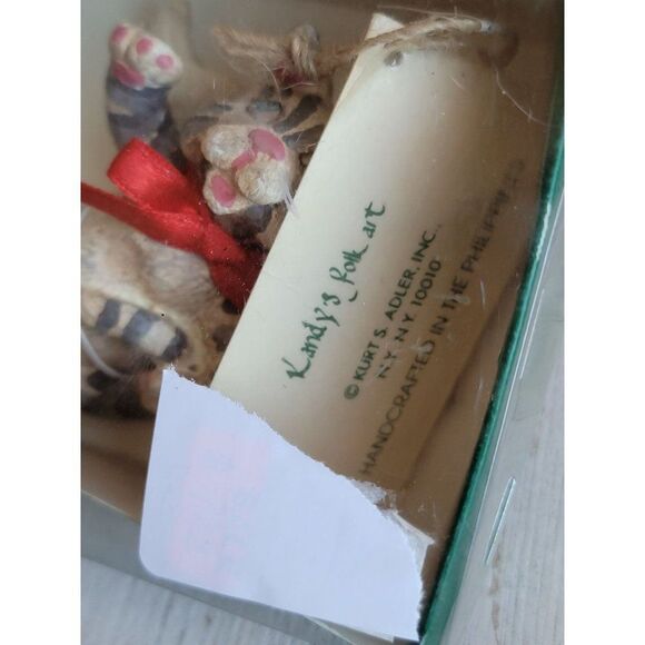 Kurt Adler rustic tabby cat Angel ornament Xmas vintage kitten - Picture 8 of 9